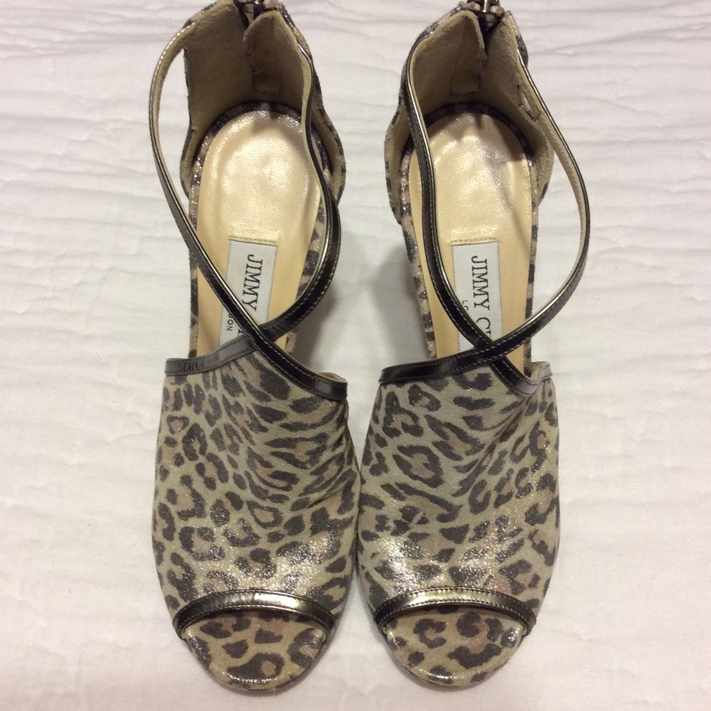 Jimmy Choo Grey Leopard Print Platform Heels - image 2